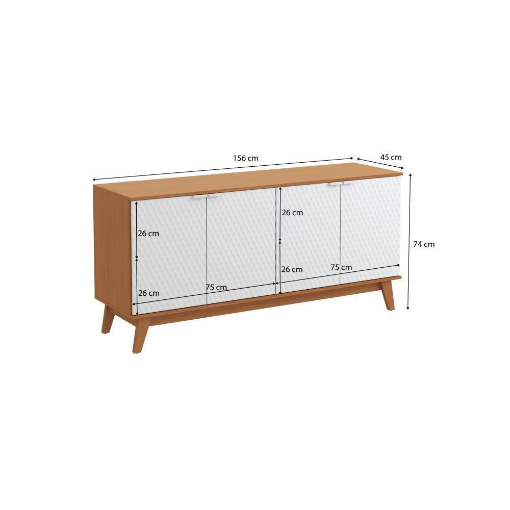 Aparador Kappesberg 4 Portas 3d Canela-branco 180cm - 4