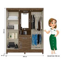 Guarda Roupa Casal Capelinha Capri Com Cômoda Vênus Com Pés E Armário Multiuso New íris Castanho Wood – Moval