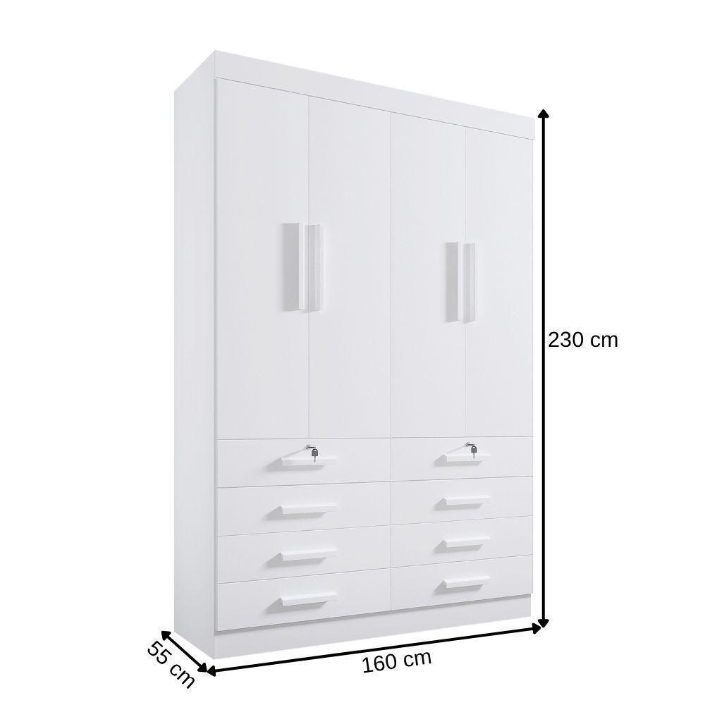 Guarda Roupa Mônaco Plus Cinamomo Off White 4 Portas 8 Gavetas D?doro - 3