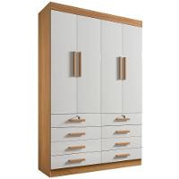 Guarda Roupa Mônaco Plus Cinamomo Off White 4 Portas 8 Gavetas D?doro - 1