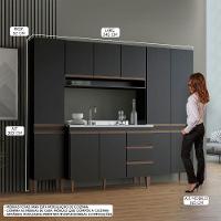 Cozinha Compacta Balcão Pia Kitnet 240x202 4 Pçs Menu Móveis Preto - 2