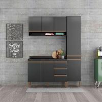 Cozinha Compacta Balcão Kitnet 160x202cm 4 Pçs Menu Móveis Preto - 1