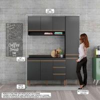 Cozinha Compacta Balcão Kitnet 160x202cm 4 Pçs Menu Móveis Preto - 2