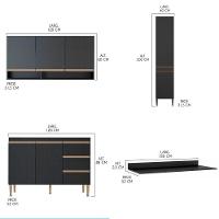 Cozinha Compacta Balcão Kitnet 160x202cm 4 Pçs Menu Móveis Preto - 3