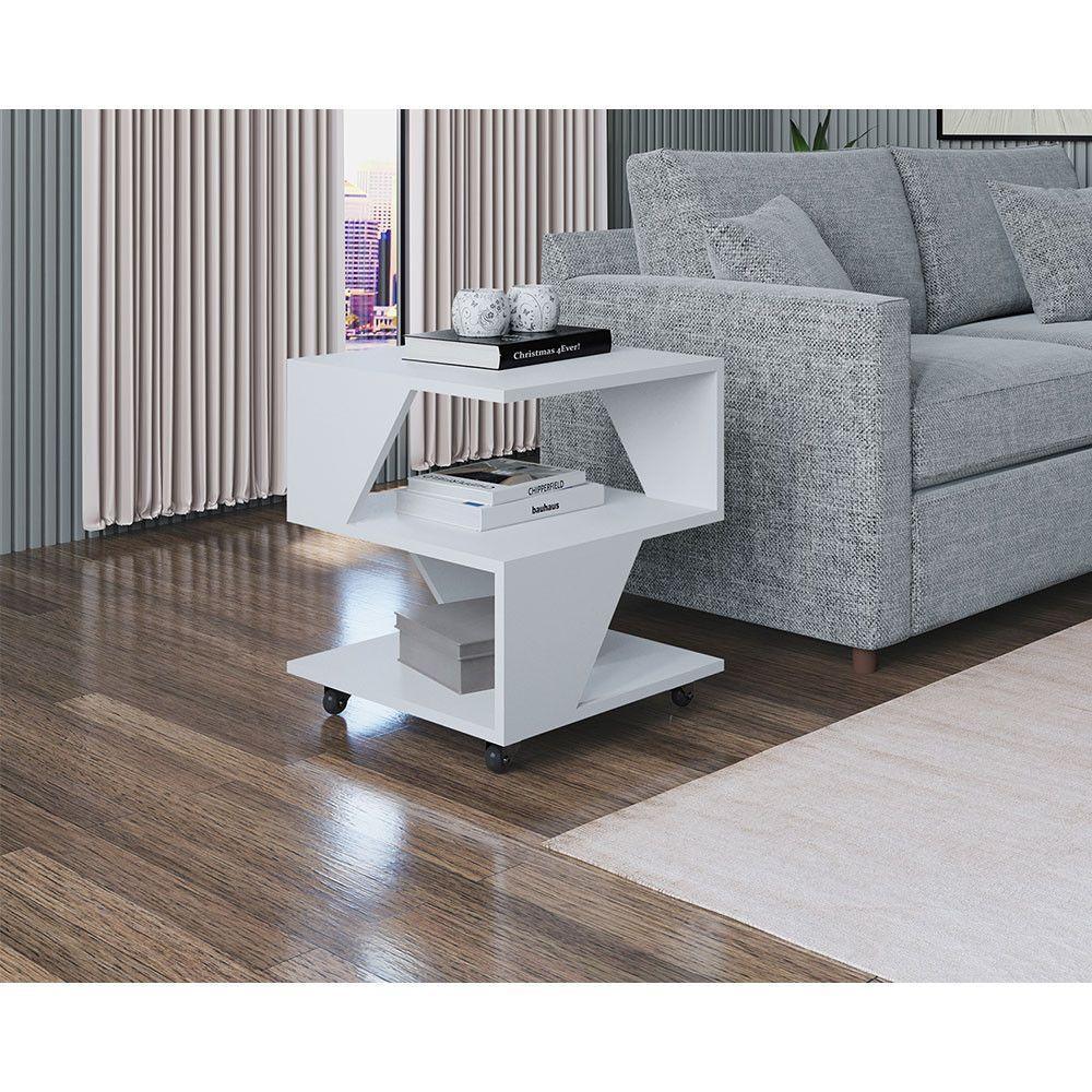 Kit Sapateira Spin Tropical 3 Portas E 2 Mesas De Cabeceira Branco-preto - 3