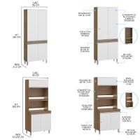 Kit Armário Para Cozinha Nicho Forno Microondas Menu Móveis Avelã Branco - 2