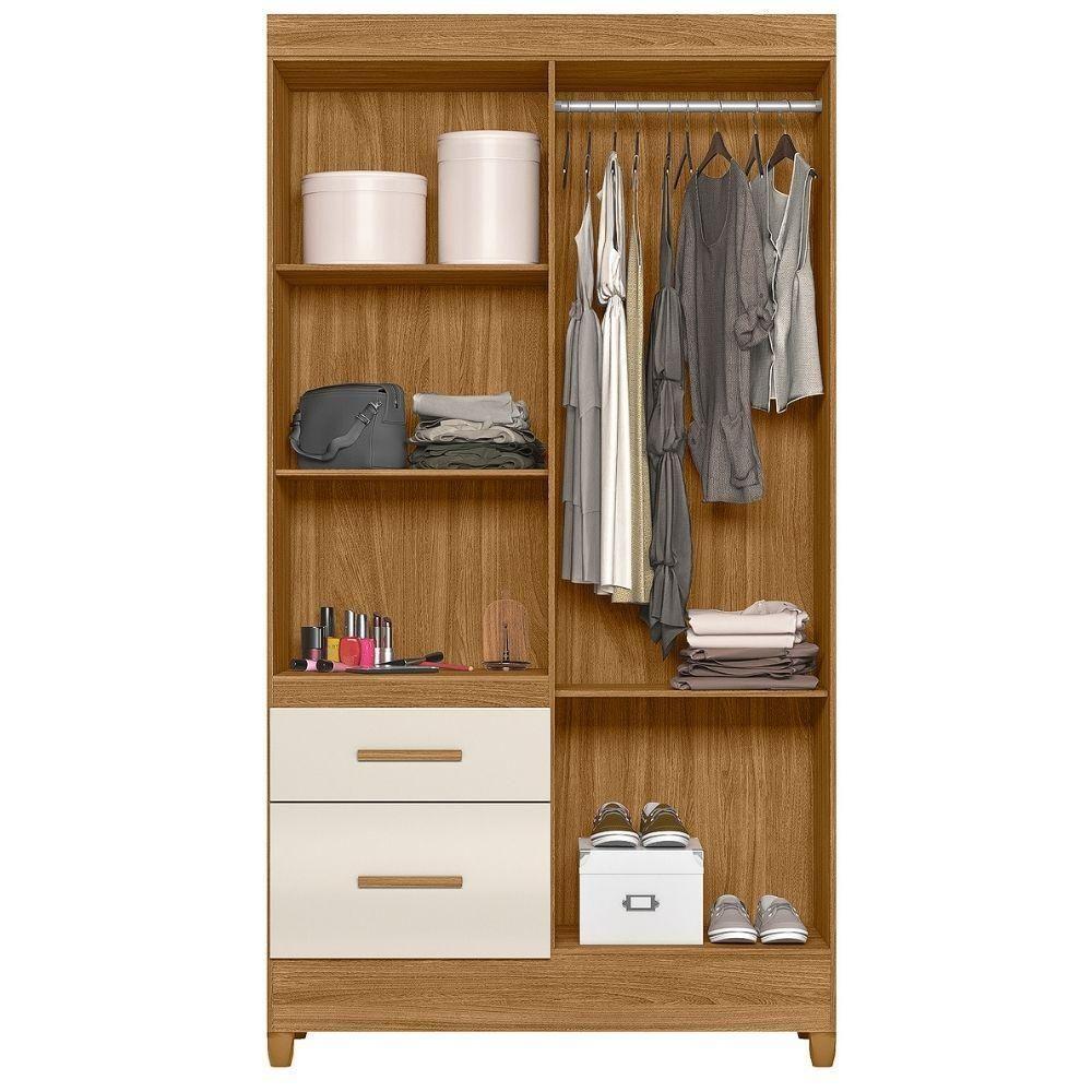 Guarda Roupa Solteiro Madri 4p Espelho 110 Cm Freijo Off White Moval - 6