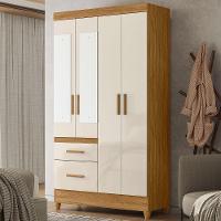 Guarda Roupa Solteiro Madri 4p Espelho 110 Cm Freijo Off White Moval - 2