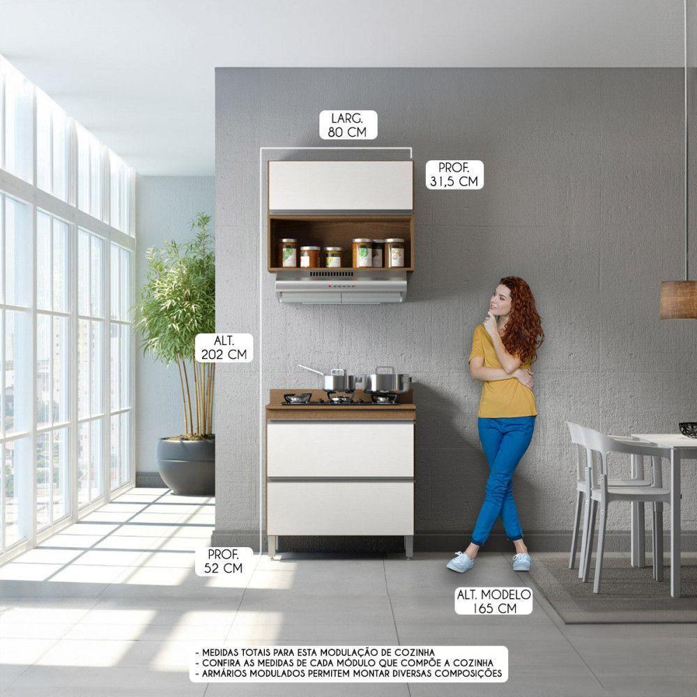 Armário Cozinha Modulada Balcão Aéreo Sabrina Menu Móveis Branco - 2