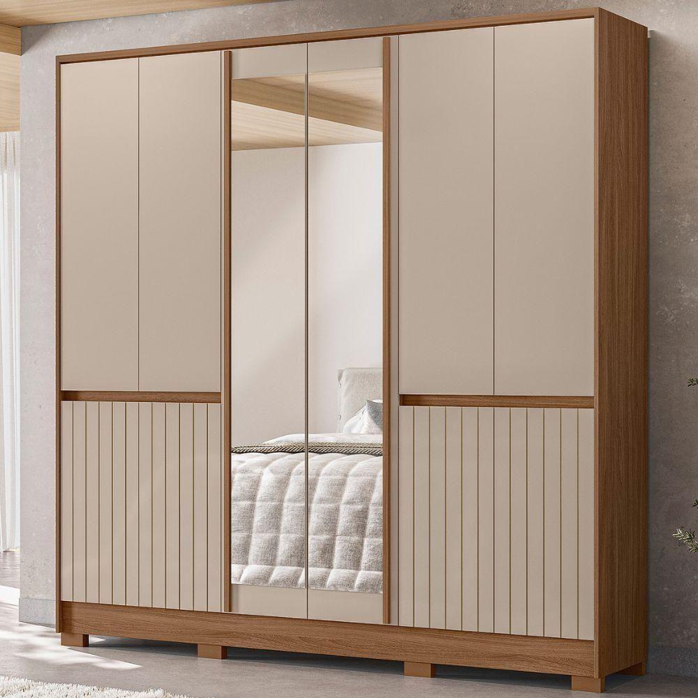 Guarda Roupa Casal 10 P Espelho 216 Cm Alasca Carvalho Fendi Moval - 2