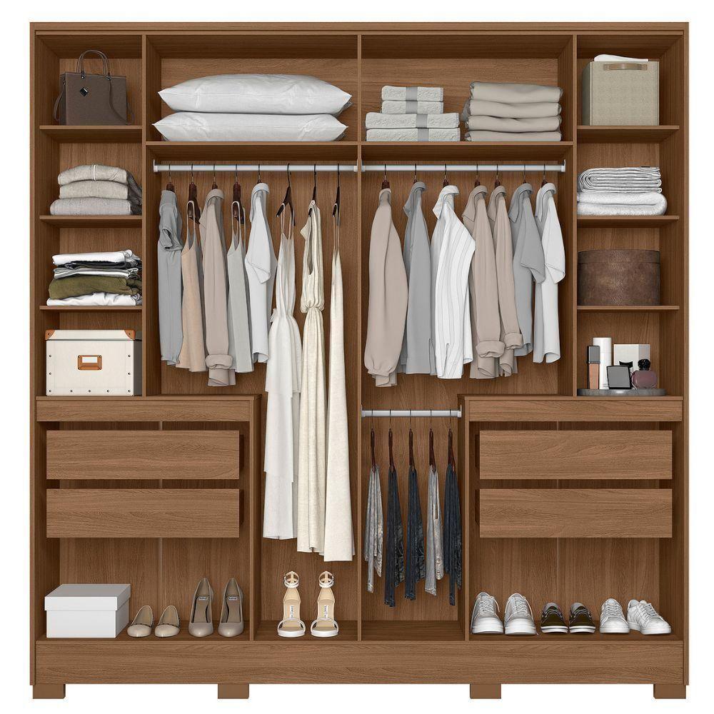Guarda Roupa Casal 10 P Espelho 216 Cm Alasca Carvalho Fendi Moval - 5