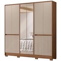 Guarda Roupa Casal 10 P Espelho 216 Cm Alasca Carvalho Fendi Moval - 1