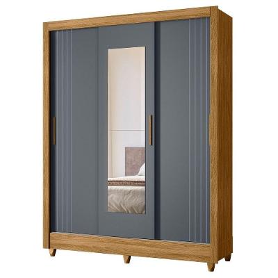 Guarda Roupa Casal 3p Espelho 164 Cm Bolivia Freijo Cinza Moval