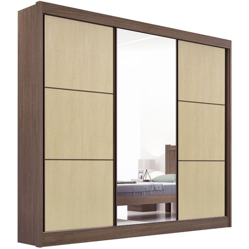 Guarda Roupa Cristal Castanho Linho 3 Portas 6 Gavetas D?doro - 1