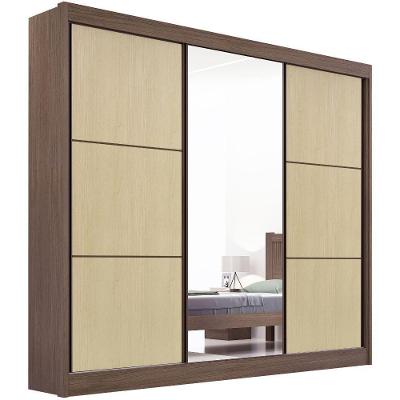 Guarda Roupa Cristal Castanho Linho 3 Portas 6 Gavetas D?doro