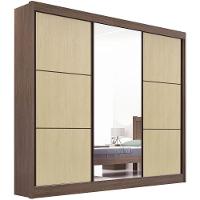 Guarda Roupa Cristal Castanho Linho 3 Portas 6 Gavetas D?doro - 1