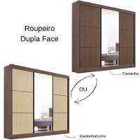 Guarda Roupa Cristal Castanho Linho 3 Portas 6 Gavetas D?doro