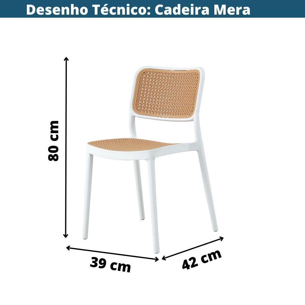 Cadeira Empilhável Mera Polipropileno Branco Assento Simulando Palha Bege - 5