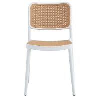 Cadeira Empilhável Mera Polipropileno Branco Assento Simulando Palha Bege - 2