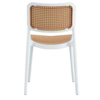 Cadeira Empilhável Mera Polipropileno Branco Assento Simulando Palha Bege - 3
