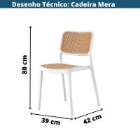 Cadeira Empilhável Mera Polipropileno Branco Assento Simulando Palha Bege - 5
