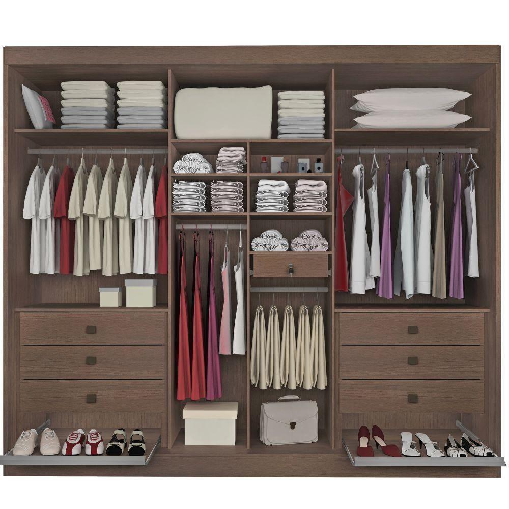 Guarda Roupa Athos Ripado Castanho Off White 6 Portas 7 Gavetas D?doro - 2