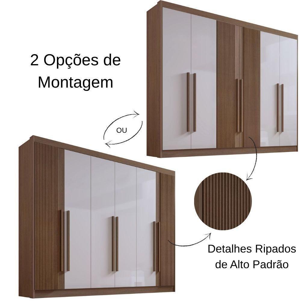 Guarda Roupa Athos Ripado Castanho Off White 6 Portas 7 Gavetas D?doro - 4