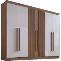 Guarda Roupa Athos Ripado Castanho Off White 6 Portas 7 Gavetas D?doro - 1