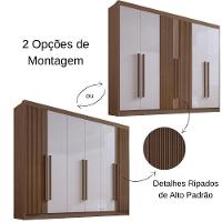 Guarda Roupa Athos Ripado Castanho Off White 6 Portas 7 Gavetas D?doro