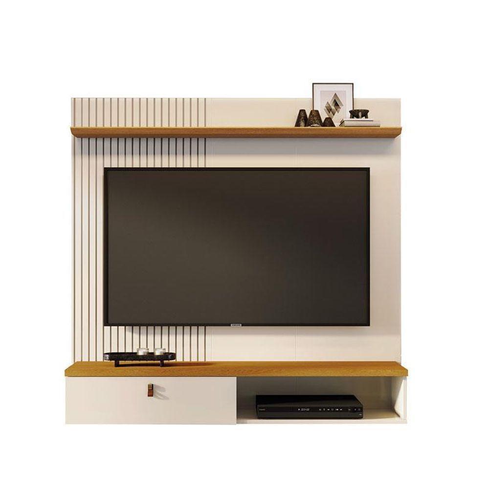 Estante Home Theater Suspenso íris Com Cristaleira Marina Cinamomo Off White – Madetec - 2