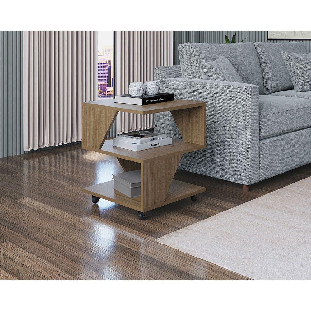 Kit Sapateira Spin Tropical 3 Portas E 2 Mesas De Cabeceira Carvalho - 3