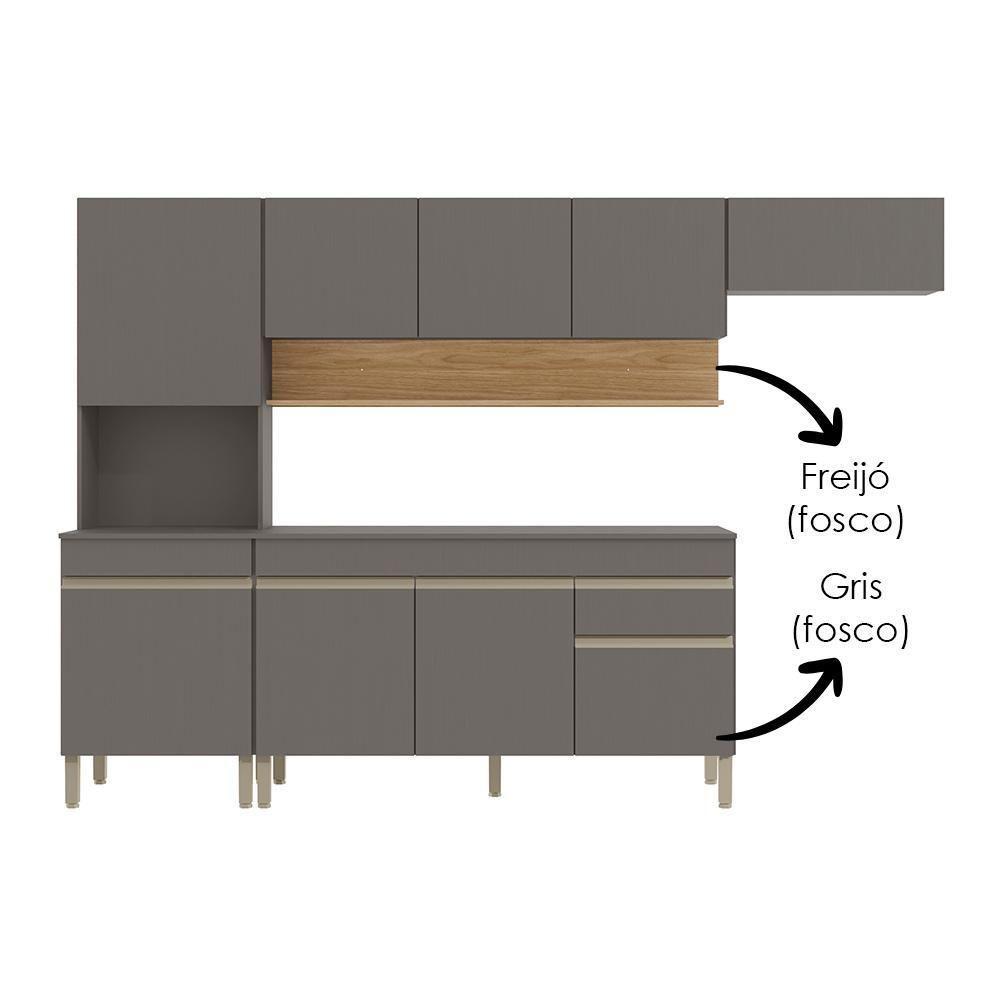 Cozinha Modulada 4 Pecas Com Balcao Tampo Line Gris Cp Freijo Ktp - 5