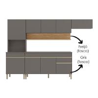 Cozinha Modulada 4 Pecas Com Balcao Tampo Line Gris Cp Freijo Ktp - 5