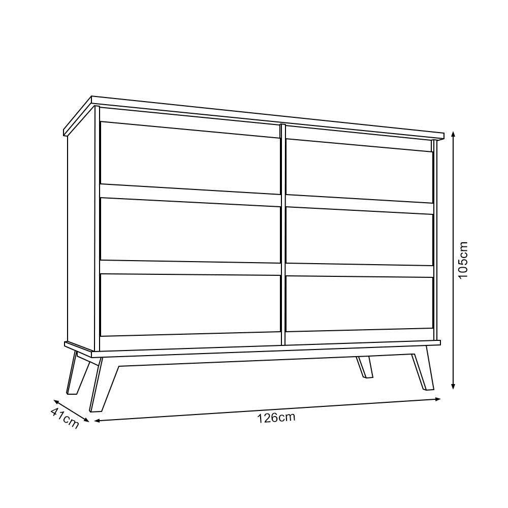 Cômoda Para Quarto Londres 6 Gavetas - Amêndoa - 4