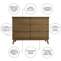 Cômoda Para Quarto Londres 6 Gavetas - Amêndoa - 3