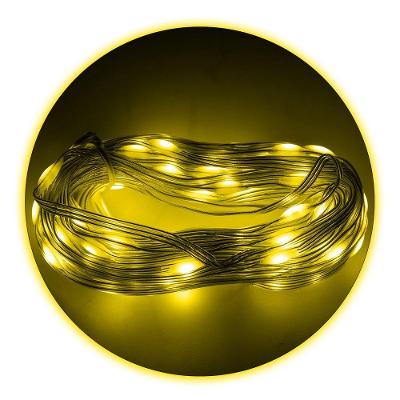 Led Pisca Linha Com 30 Metros Lâmpadas Tomada 8 Modos Natal Ano Novo Amarelo