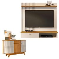 Estante Home Theater Suspenso íris Com Aparador Para Sala Buffet Monza Cinamomo Off White - Madetec - 1