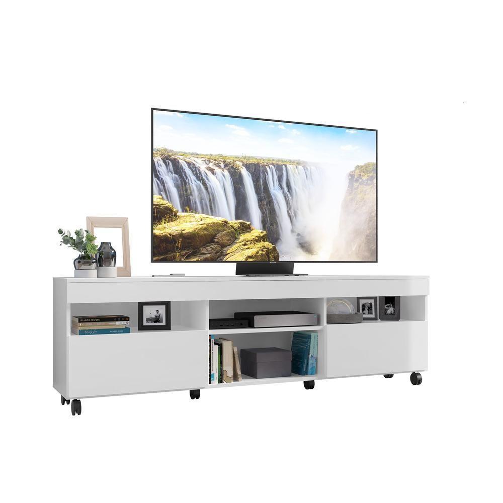Rack Tv 65" Com Rodízios E 2 Portas Paris Multimóveis V3325 Branco Branco - 1