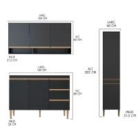 Cozinha Com Balcão Cooktop Modulada 6 Pçs Menu Móveis Preto - 3