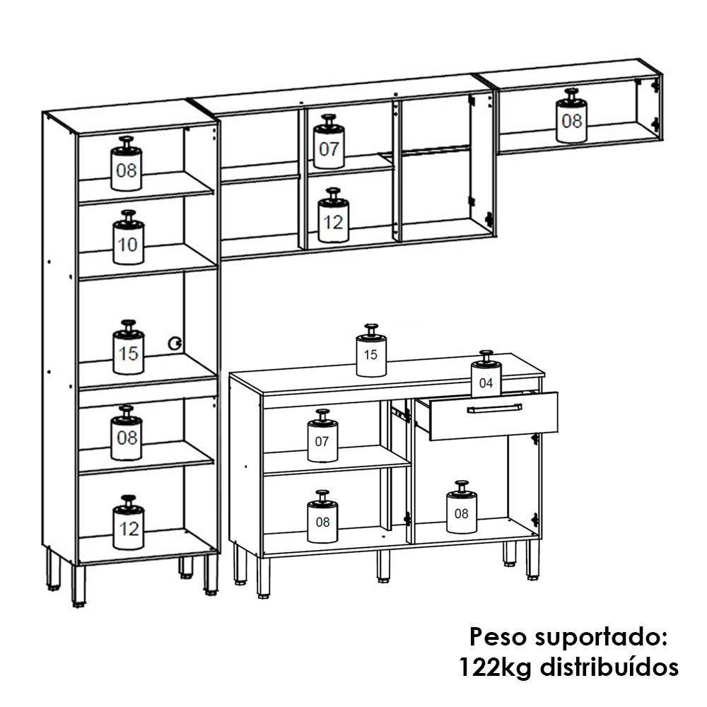 Cozinha Com Balcao Versalhes 251 Cm Freijo Gris Ktp Freijo Gris - 4