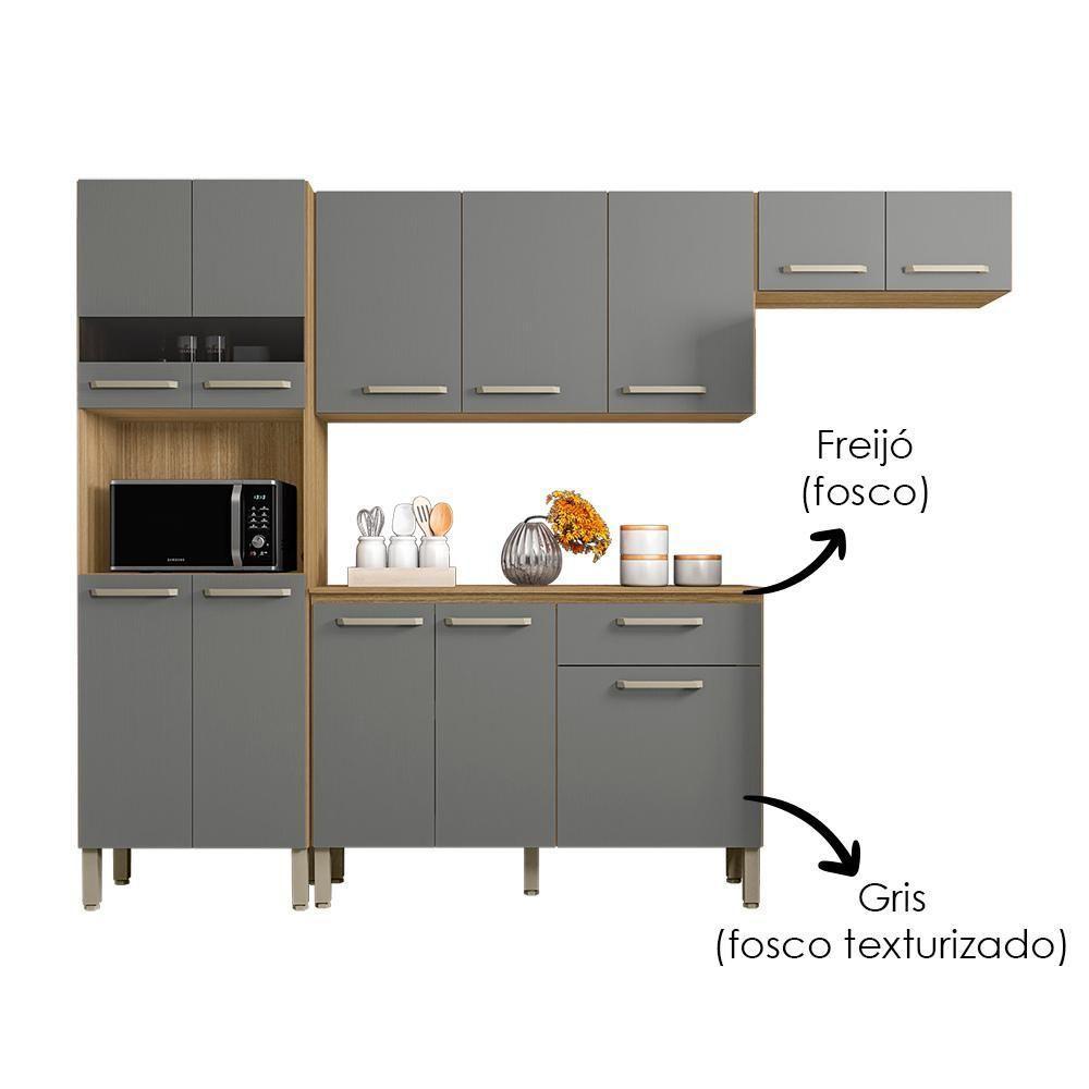 Cozinha Com Balcao Versalhes 251 Cm Freijo Gris Ktp Freijo Gris - 5