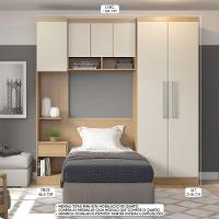 Guarda Roupa Solteiro Modulado 210cm 4 Peças Mdp Menu Móveis Carvalho - 2