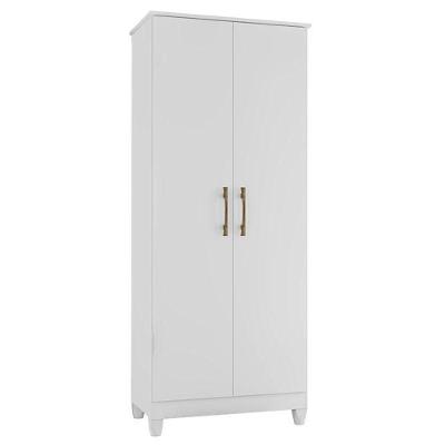 Guarda Roupa Casal Panamá 6 Portas 2 Gavetas Branco Brilho e Armário Multiuso Jade
