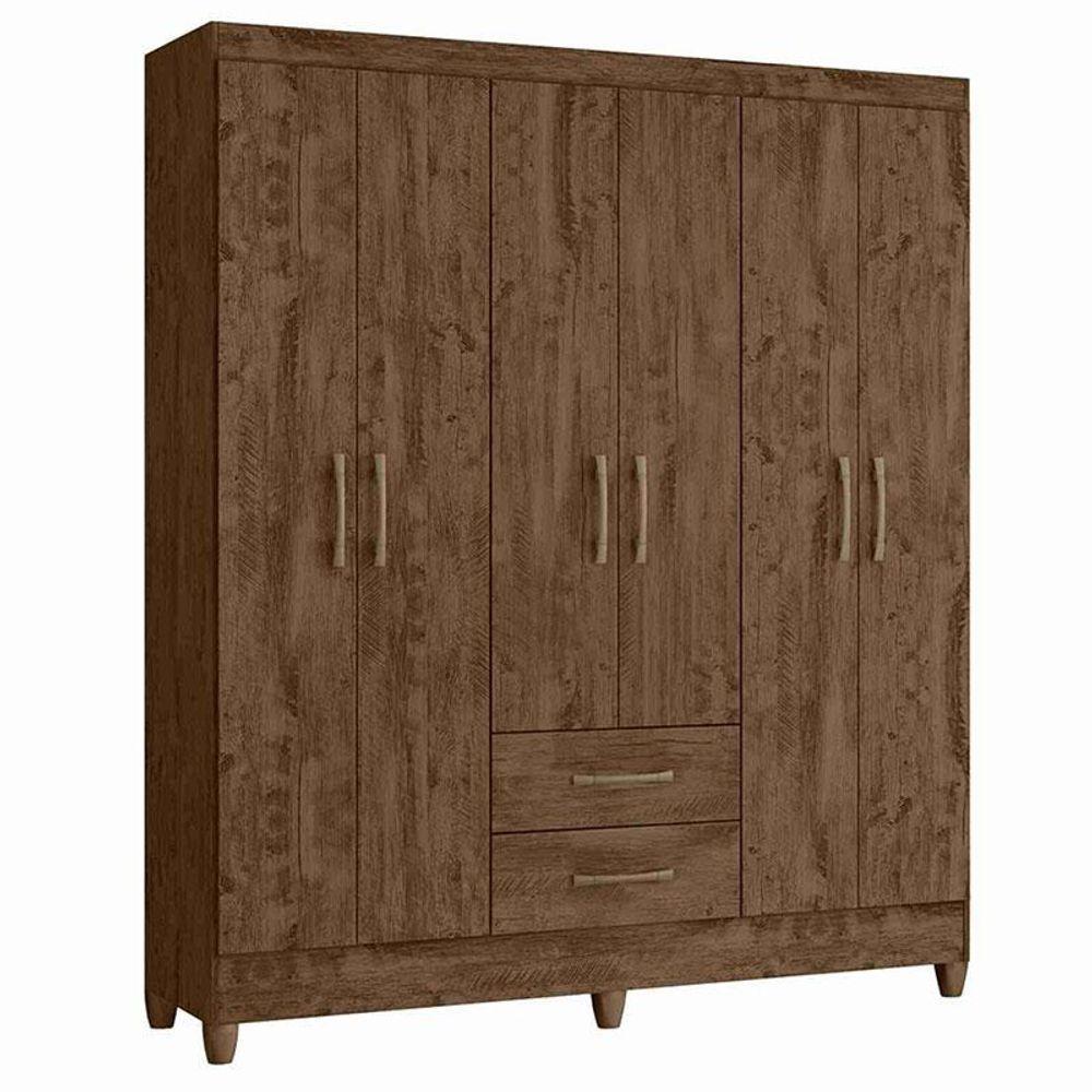 Guarda Roupa Casal Panamá Com Cômoda Ms913 E Armário Multiuso New íris Castanho Wood – Moval - 2