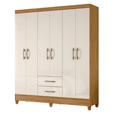 Guarda Roupa Casal Panamá 6 Portas Bater Freijo Off White MDP Moval Móveis