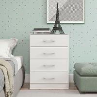 Cômoda Com 4 Gavetas P- Quarto Solteiro Mdp 2007 Menu Móveis Branco - 1