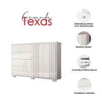 Guarda Roupa Casal Panamá Com Cômoda Texas E Armário Multiuso Jade Branco Brilho– Moval - 5