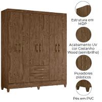 Guarda Roupa Casal Panama 6p 153 Cm Castanho Wood