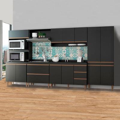 Cozinha Modulada Torre Quente Sabrina 6pçs Mdp Menu Móveis Preto