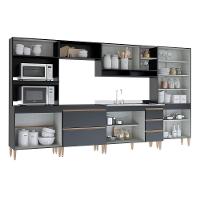 Cozinha Modulada Torre Quente Sabrina 6pçs Mdp Menu Móveis Preto - 3